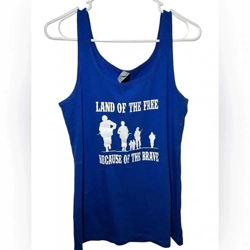 Next level apparel blue land of the free tank NWOT